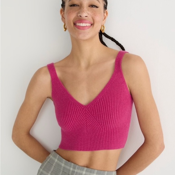 J. Crew Pink Cashmere-blend cropped sweater-tank Size M - Picture 4 of 6